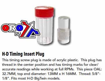 HD TIMING INSERT PLUG, K&L 35-5001 HARLEYS Fits most Harley BigTwin models