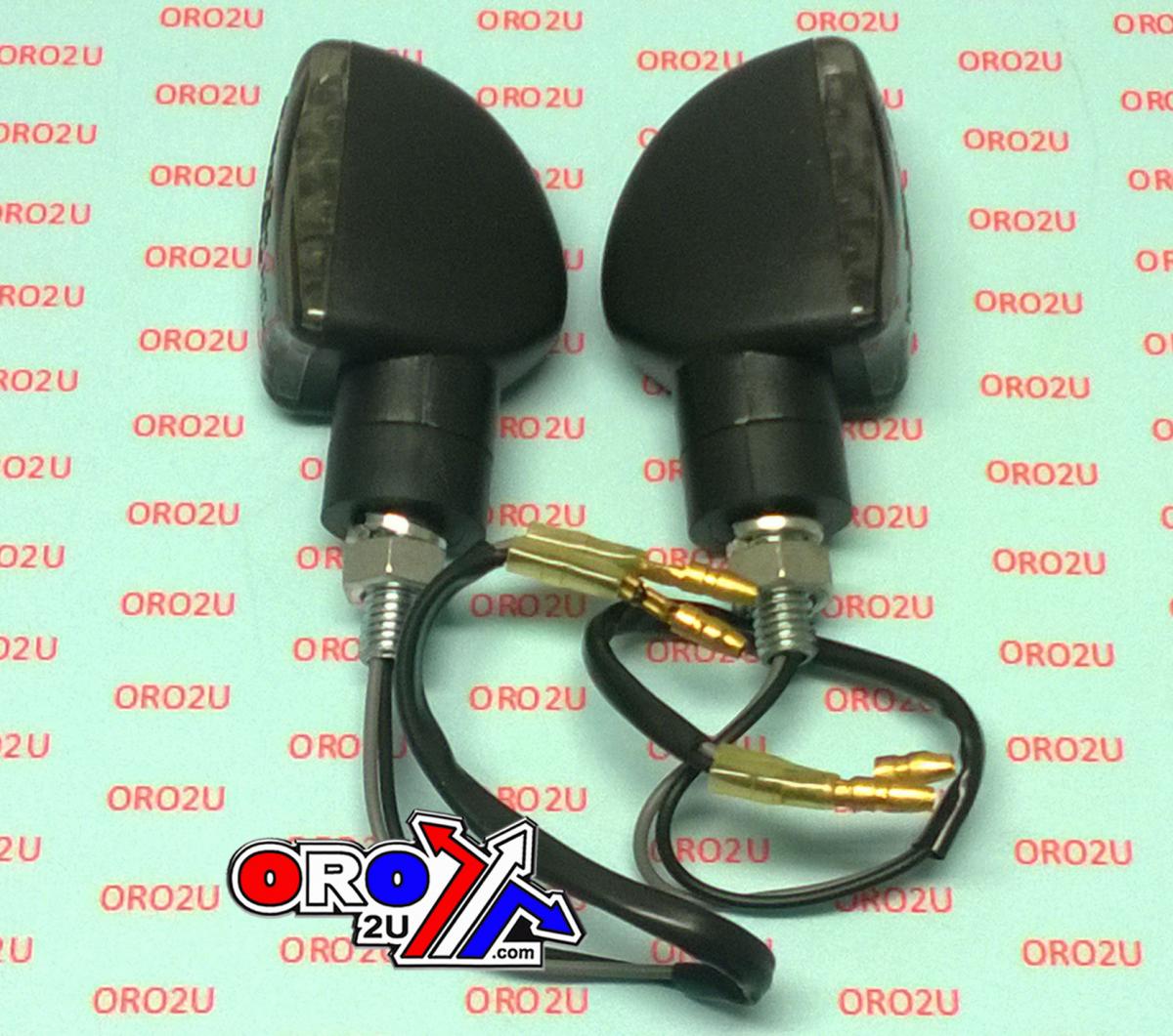 UNIVERSAL LED ARROW INDICATORS, SMOKED LENS, PAIR, SHORT STEM