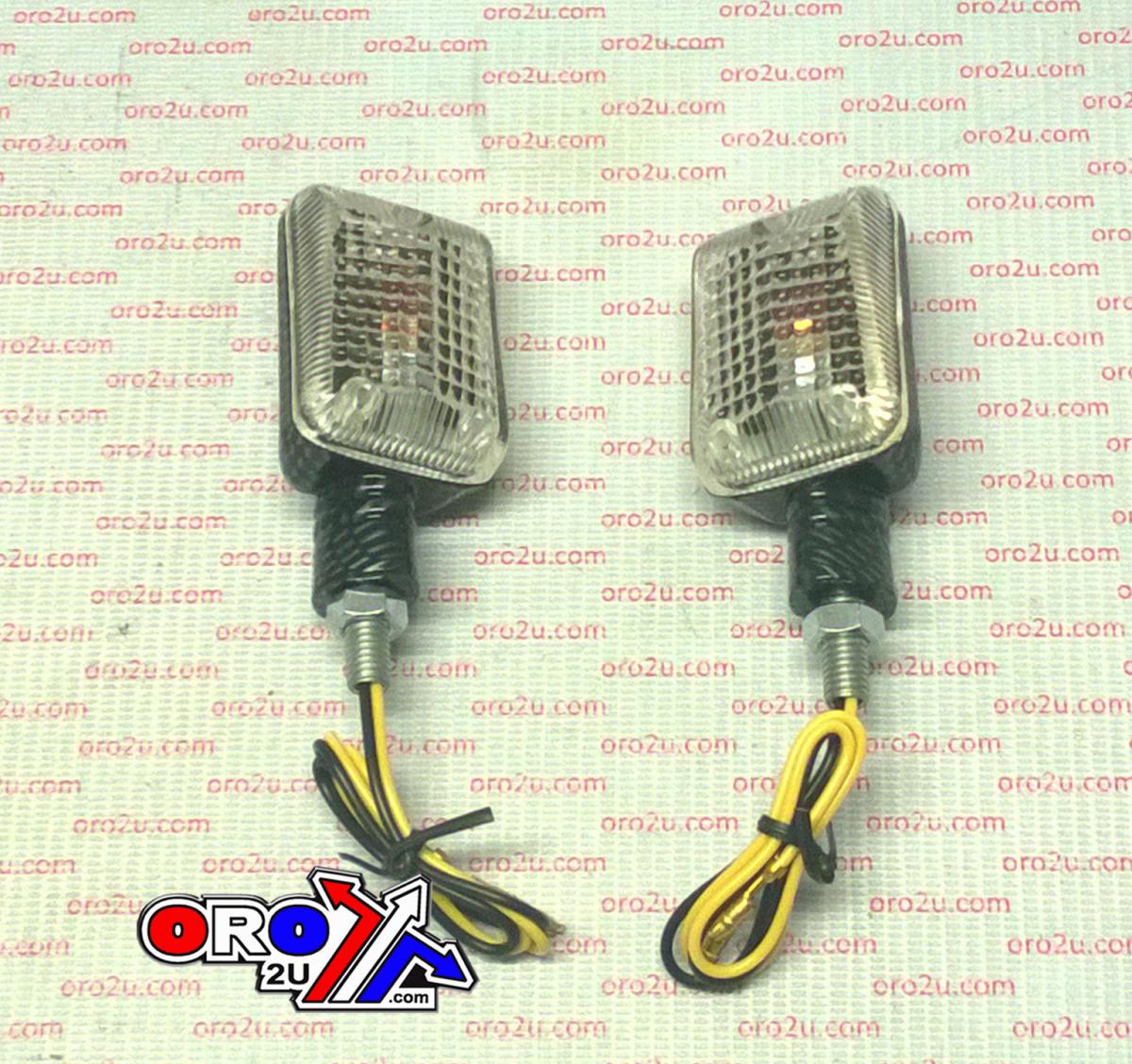 UNIVERSAL RECTANGULAR INDICATORS, CLEAR LENS, PAIR, CARBON LOOK