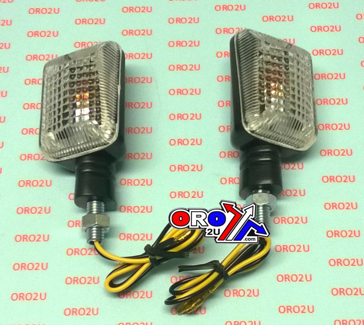 UNIVERSAL RECTANGULAR INDICATORS, CLEAR LENS, PAIR, BLACK LOOK