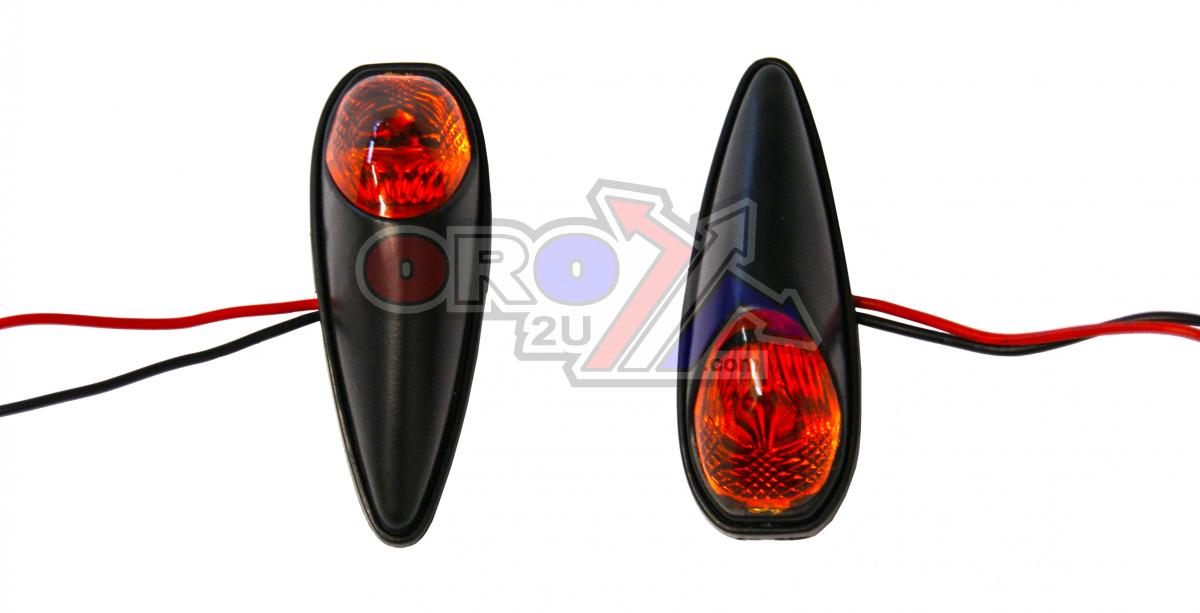 UNIVERSAL FLUSH MOUNT INDICATORS ORANGE LENS PAIR, BLACK LOOK, 60x22mm