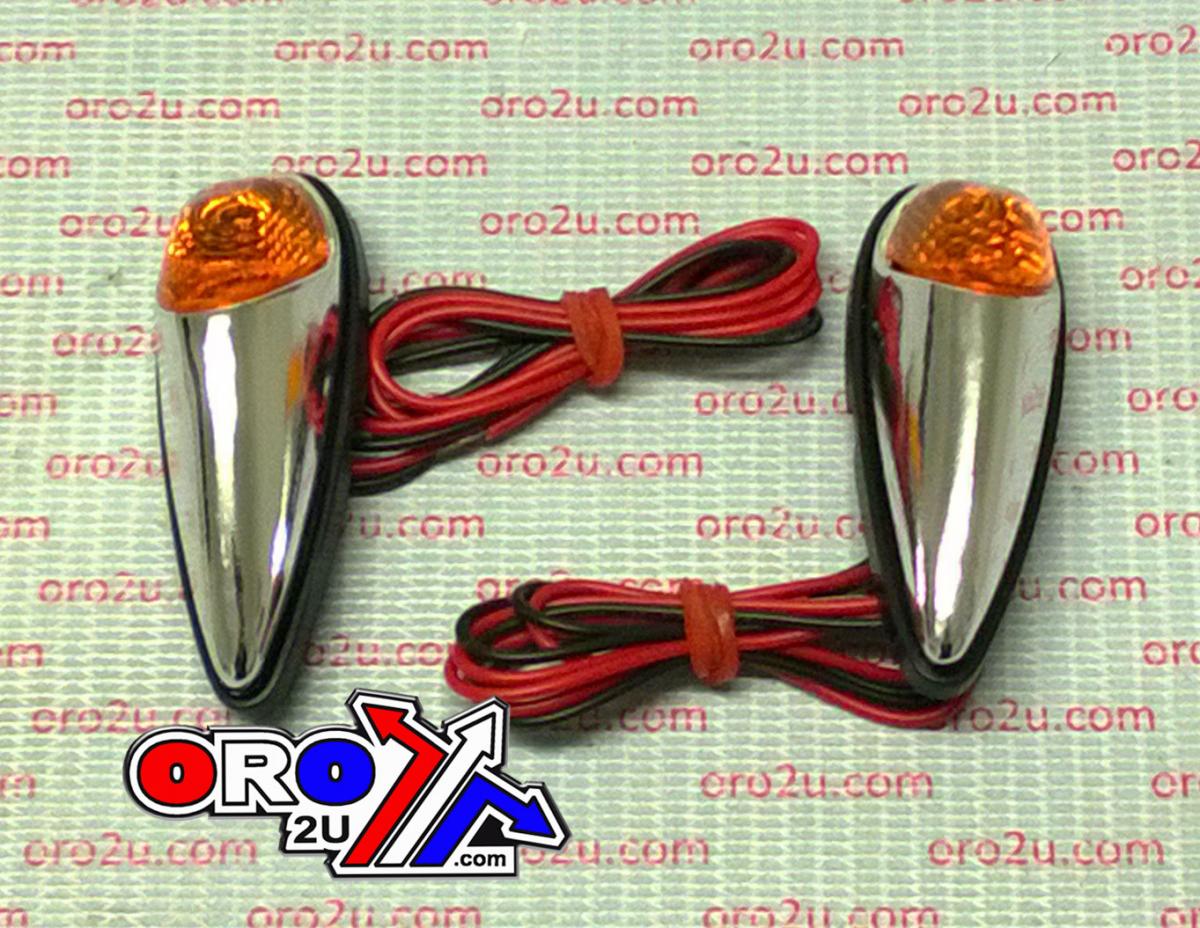 UNIVERSAL FLUSH MOUNT INDICATORS ORANGE LENS PAIR, CHROME LOOK, 60x22mm
