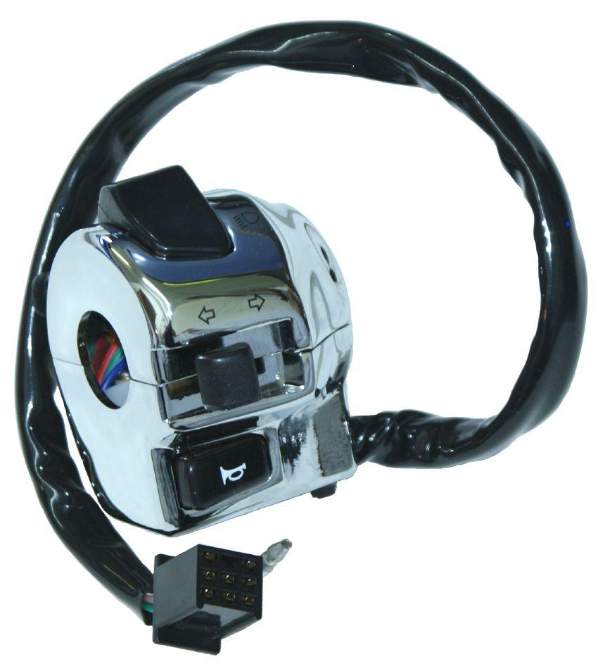UNIVERSAL CHROME HANDLEBAR SWITCH, TURN SIGNAL/HORN/DIP BEAM