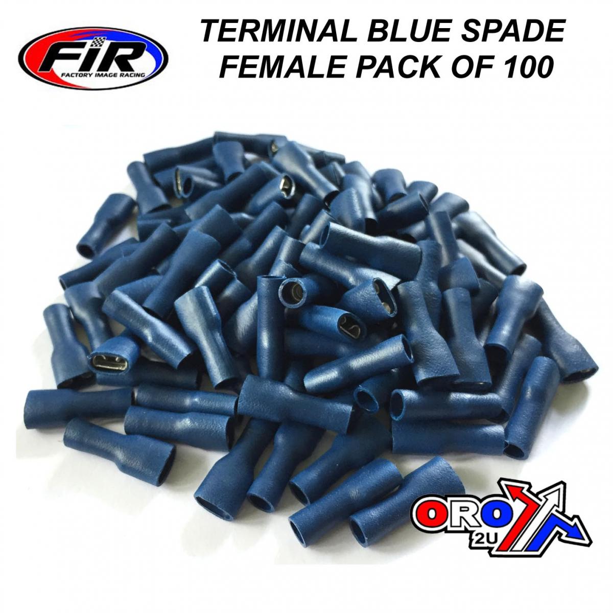 BLUE FEMALE SPADE CONNECTORS, PACK OF 100 / T6.3mm
