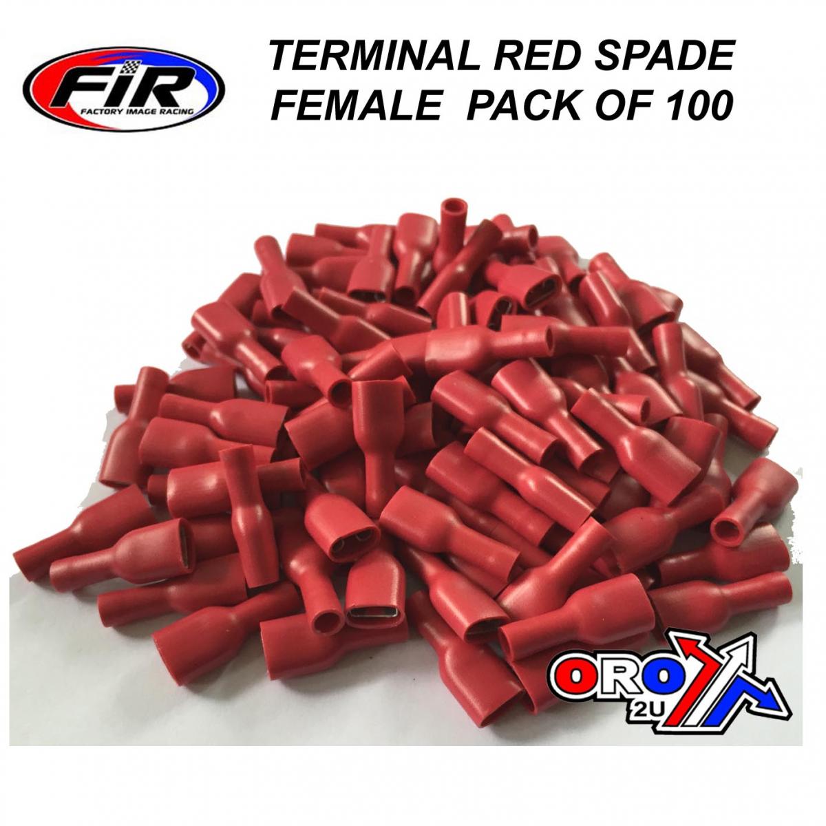 RED FEMALE SPADE CONNECTORS, PACK OF 100 / T6.3mm