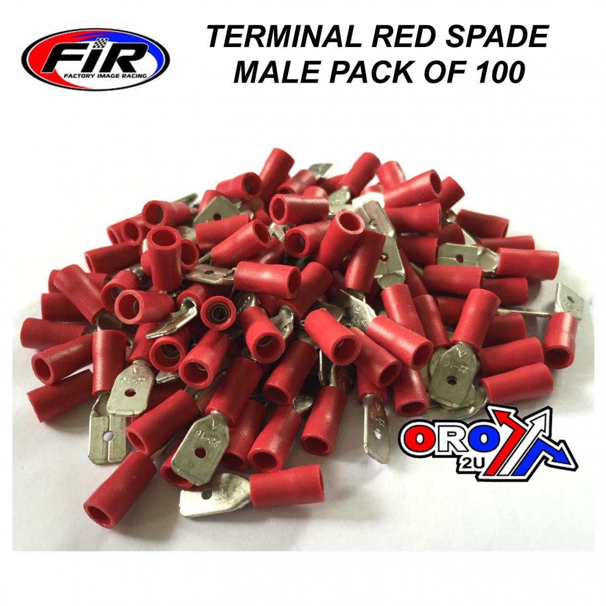 RED MALE SPADE CONNECTORS, PACK OF 100 / T6.3mm