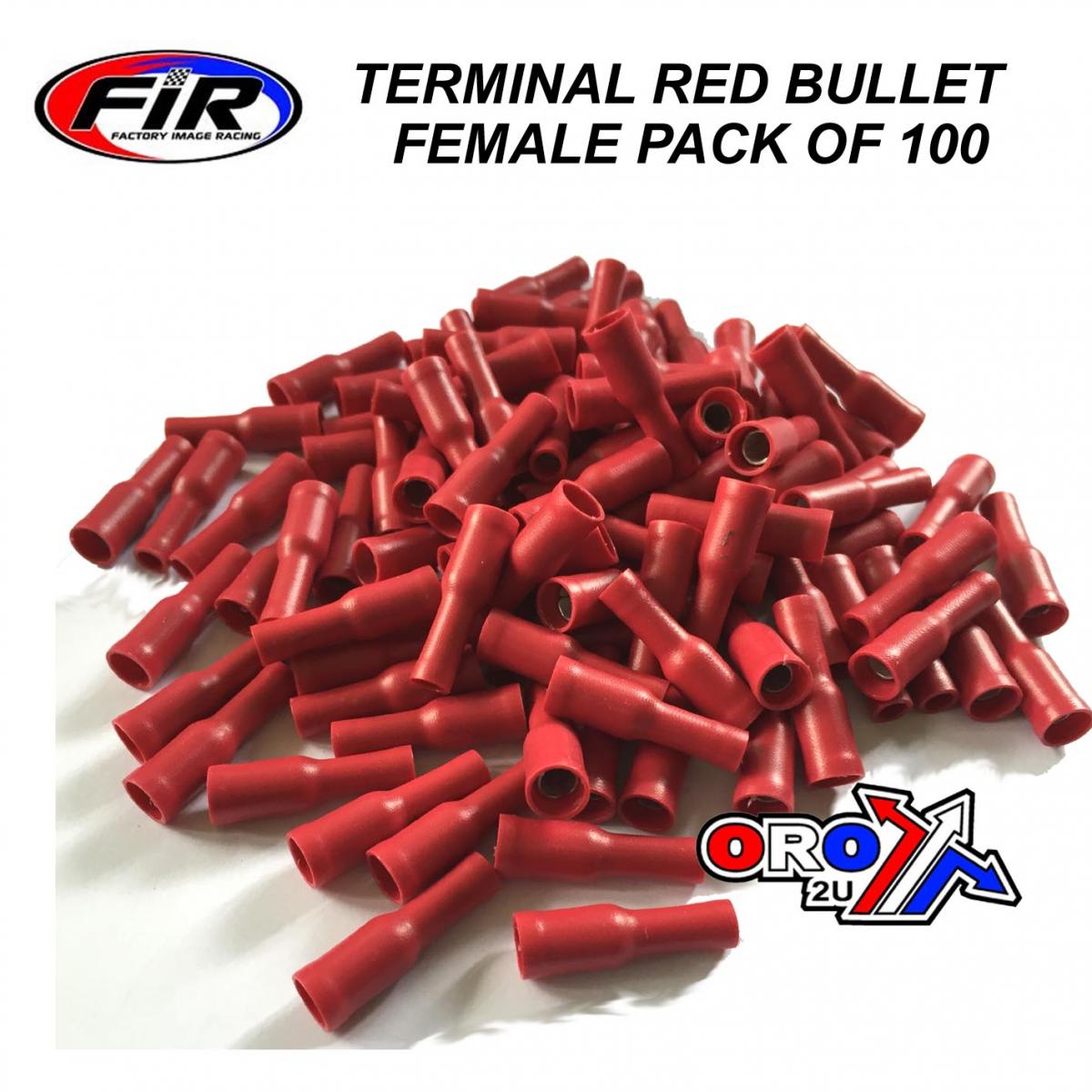 RED FEMALE BULLET CONNECTORS, PACK / 100