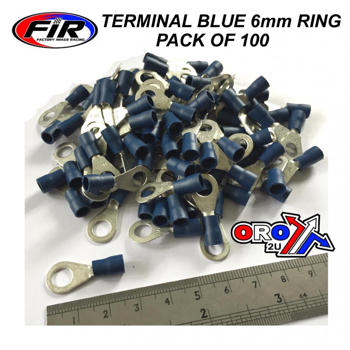 BLUE 6mm RING CONNECTOR, PACK OF 100