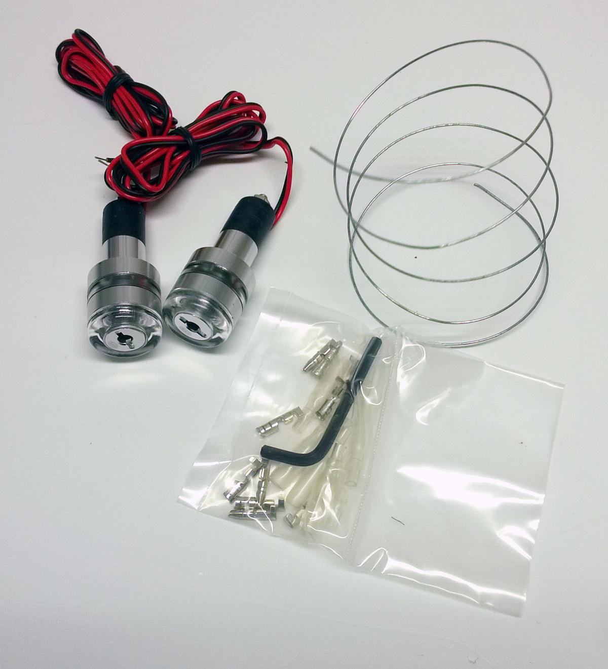 BAR END WITH LED FLASHER LIGHT SILVER