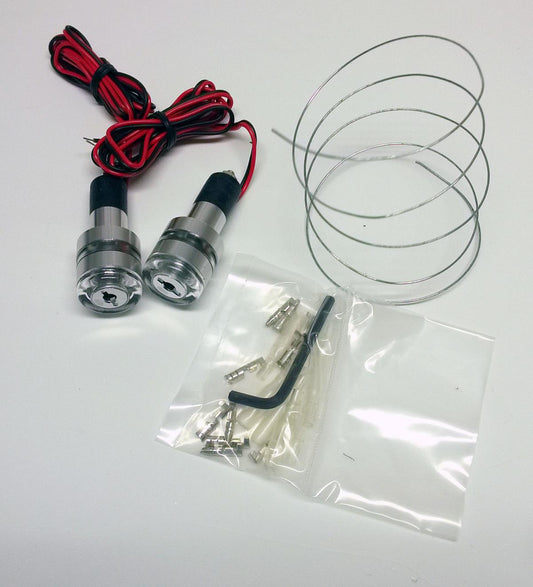 BAR END WITH LED FLASHER LIGHT SILVER