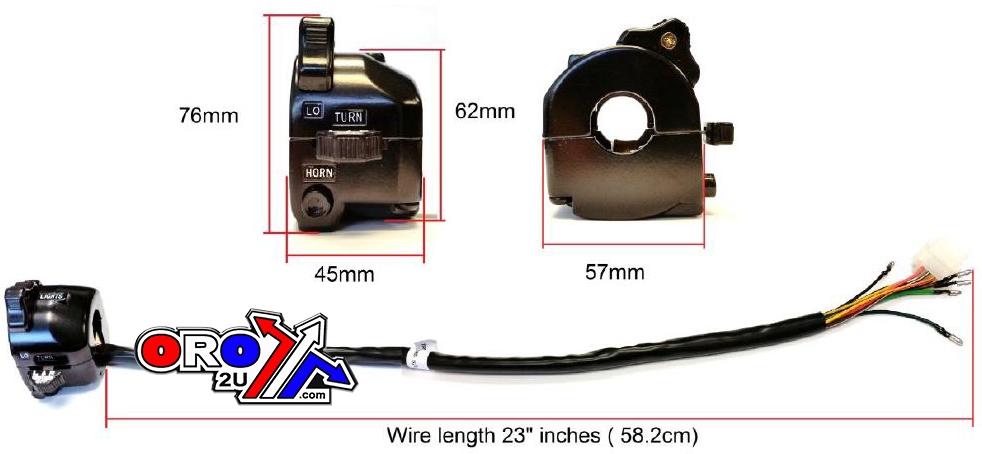 UNIVERSAL VINTAGE L/H HANDLEBAR SWITCH, IND/HEADLIGHT/HORN, BLACK
