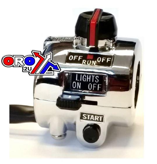 UNIVERSAL VINTAGE R/H HANDLEBAR SWITCH, HEADLIGHT/START-STOP, CHROME