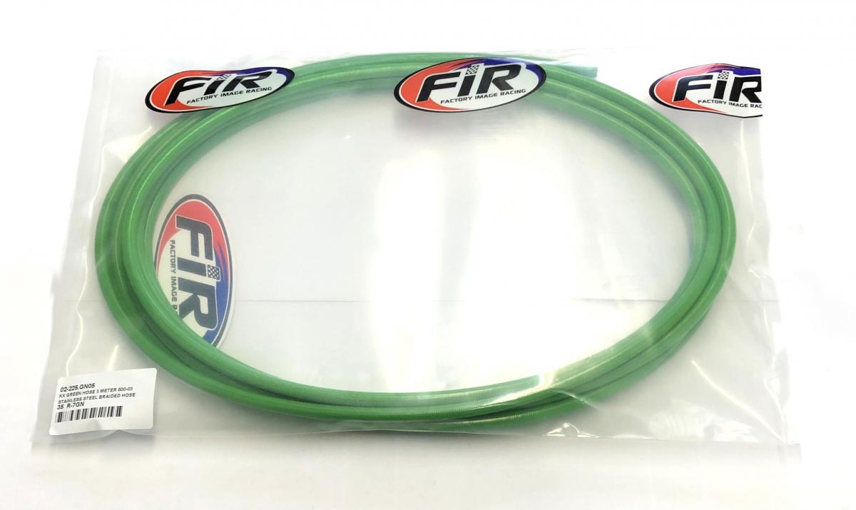 KX GREEN HOSE 5 METER. S/STEEL BRAIDED HOSE, 600-03GN / PTFE / PVC COVERED