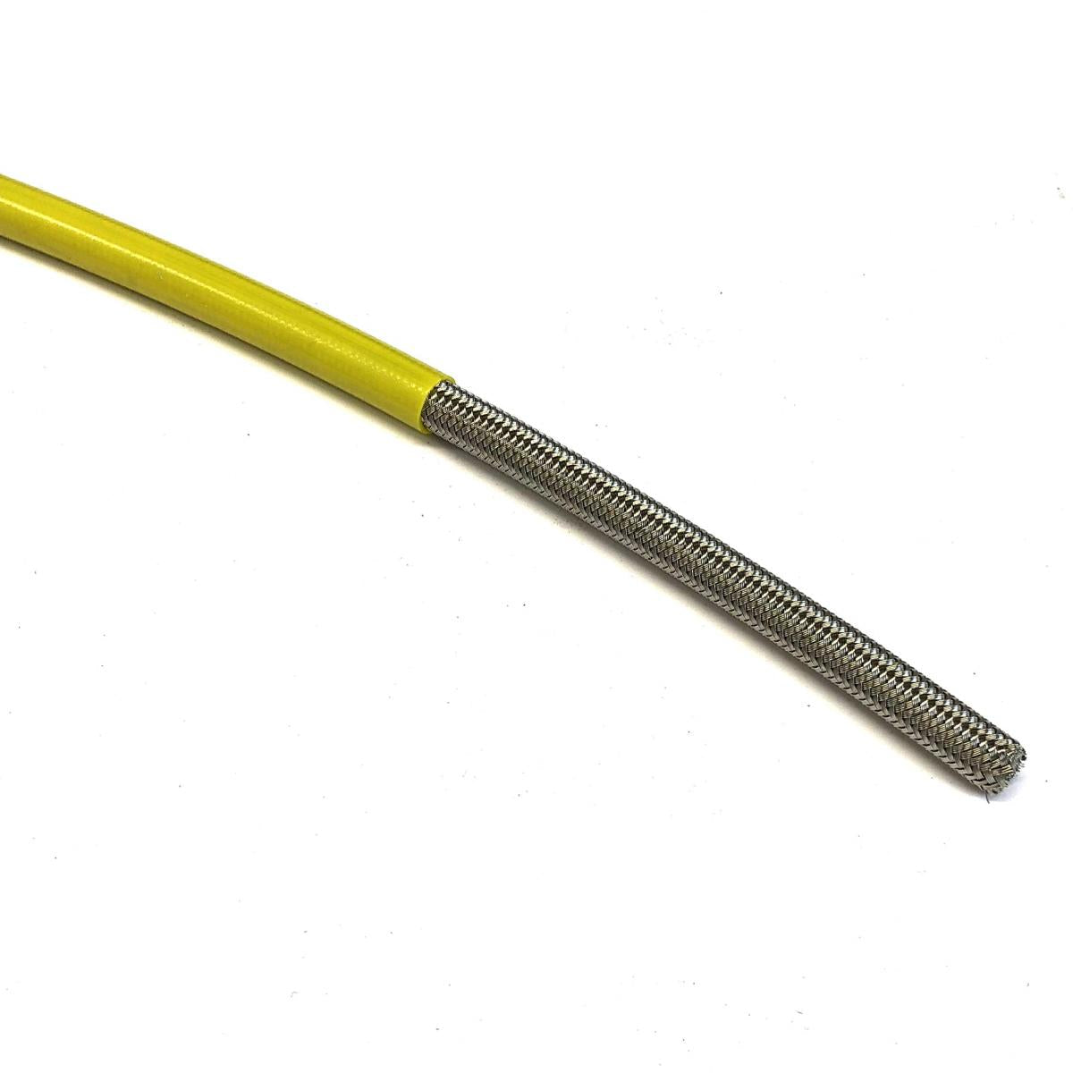 RM YELLOW HOSE 1 METER, S/STEEL BRAIDED HOSE, 600-03YE / PTFE / PVC COVERED
