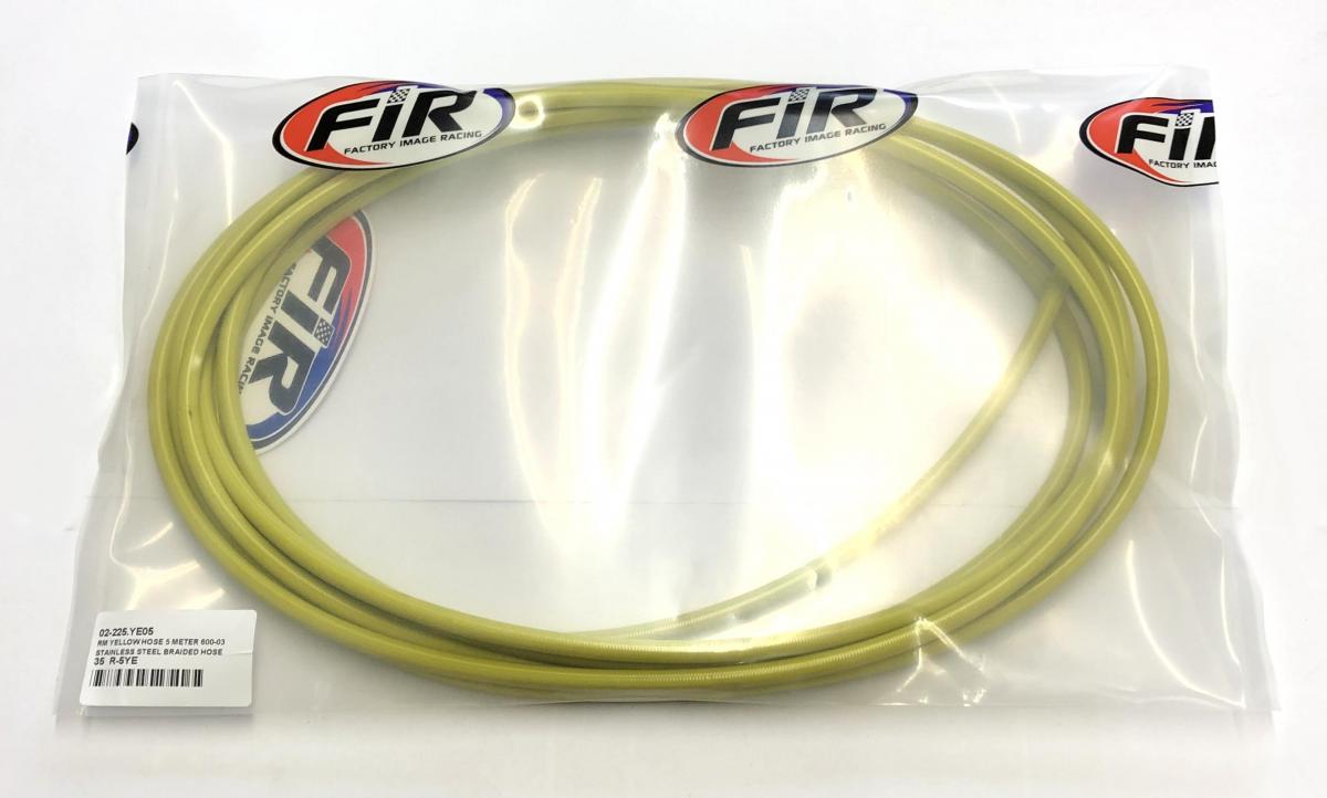 RM YELLOW HOSE 5 METER, S/STEEL BRAIDED HOSE, 600-03YE / PTFE / PVC COVERED