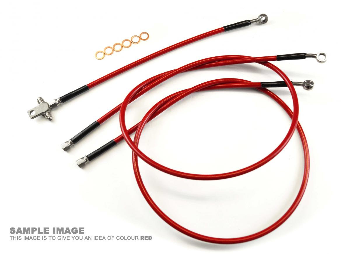 HOSE FRONT BRAKE SET/3 RED, HONDA TRX400 EX 99-09 FIR