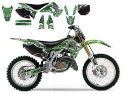 KAWASAKI KX125/250 2003-2008 TRIBAL SKULL 2 DECAL SET, BLACKBIRD