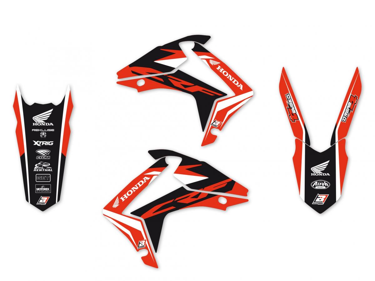 HONDA CRF250R 2014-2017, CRF450R 2013-2016 DREAM 4 DECAL KIT, BLACKBIRD