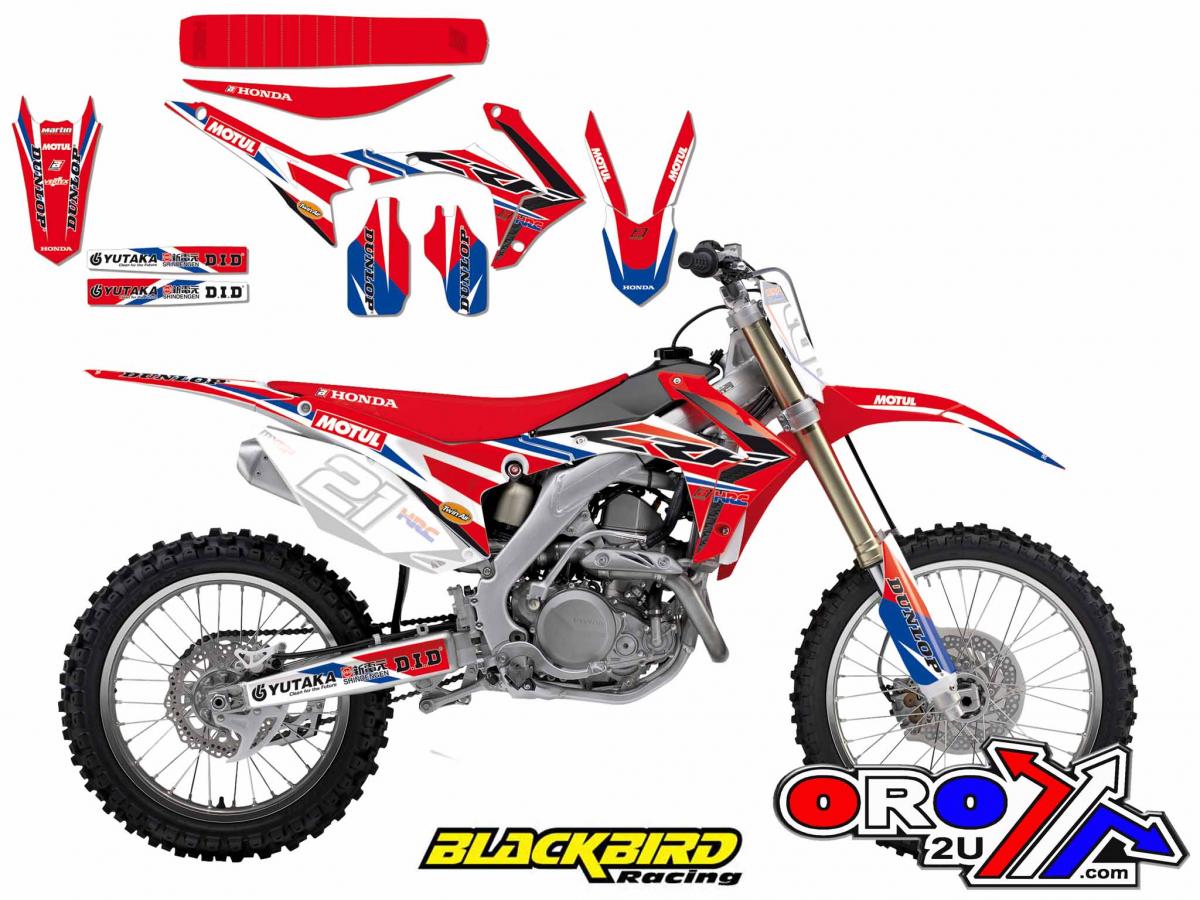 HONDA CRF250R 2014-2017, CRF450R 2013-2016 TEAM HRC FULL DECAL KIT, BLACKBIRD