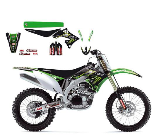 KAWASAKI KX-F450 2009-2011 MONSTER ENERGY FULL DECAL KIT, BLACKBIRD