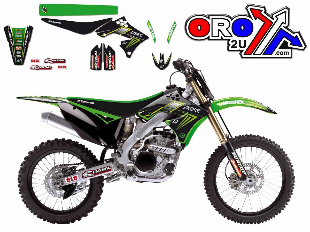 KAWASAKI KX-F250 2009-2012 KAWASAKI RACING TEAM DECAL KIT, BLACKBIRD