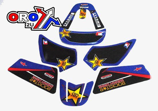 YAMAHA PW50 1990-2024, ROCKSTAR DECAL KIT, BLUE/RED/BLACK