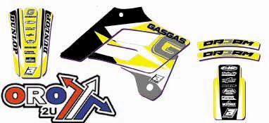GAS GAS EC125-300 02-06, FSE450 02-06, DREAM-3 YELLOW DECAL KIT