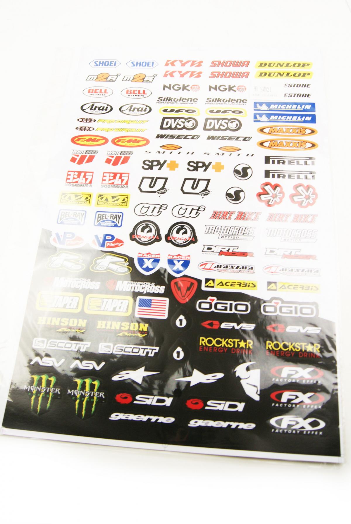 MOTORCYCLE LOGO STICKER SHEET 30x45cm