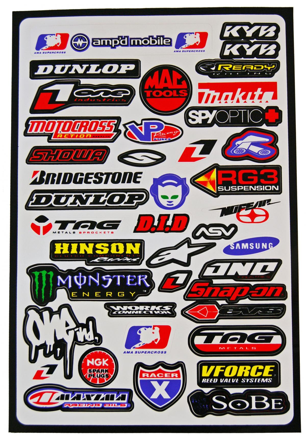 MOTORCYCLE LOGO STICKER SHEET 30x45cm