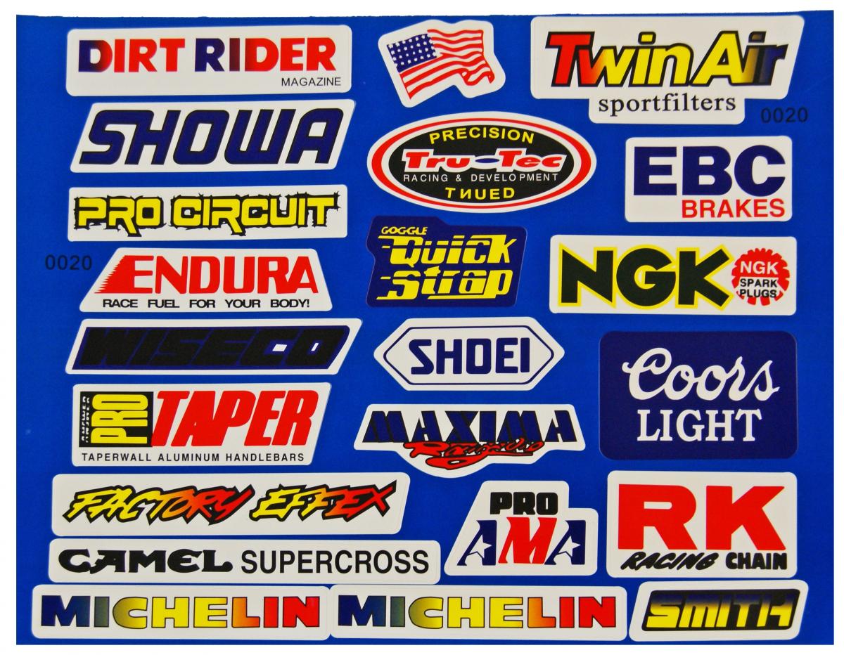 MIXED MOTORCYCLE LOGO STICKER SHEET 29x44cm
