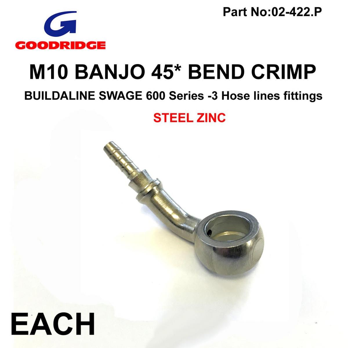 BANJO 45* CRIMP SWAGE PLATED, GOODRIDGE S5094-03Z1, BUILDALINE Series -3
