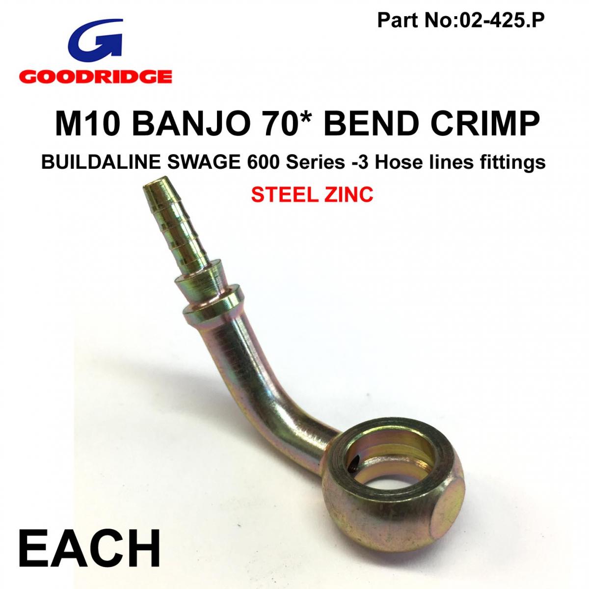 BANJO 70* EXTENDED PLATED, BUILDALINE SWAGE 600 Series -3, GOODRIDGE S5070-03Z1