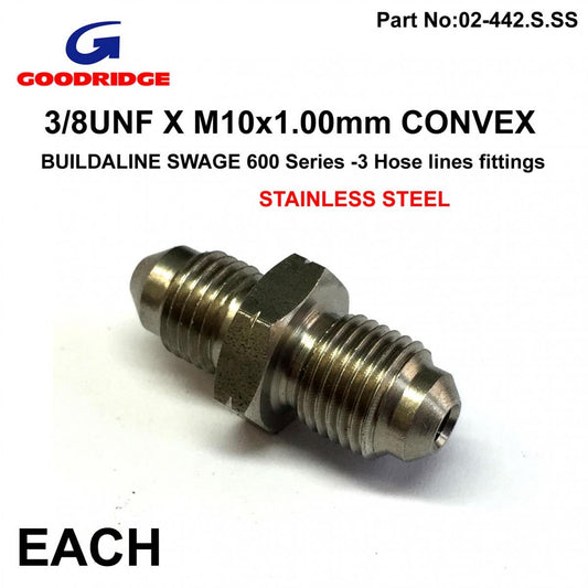 3/8UNF X M10x1.00mm CONVEX GR, 305-03-31 SWAGE 600 Series -3, GOODRIDGE, S/STEEL