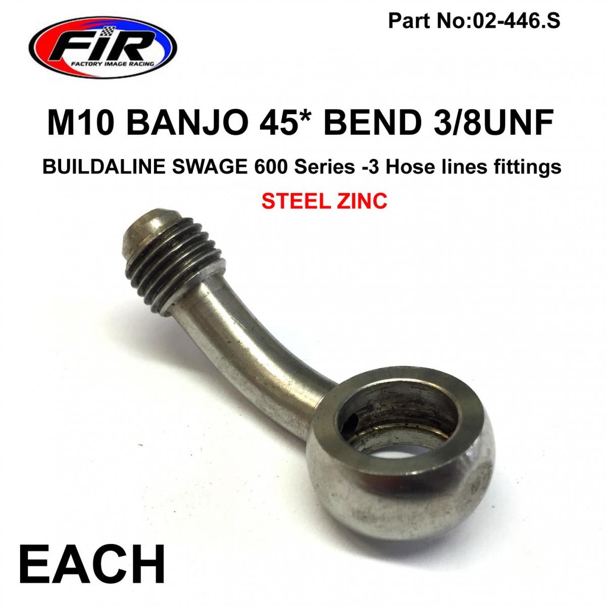 M10 BANJO 45* BEND 3/8UNF FR, B594-03Z1 SWAGE 600 Series -3,  / STEEL ZINC