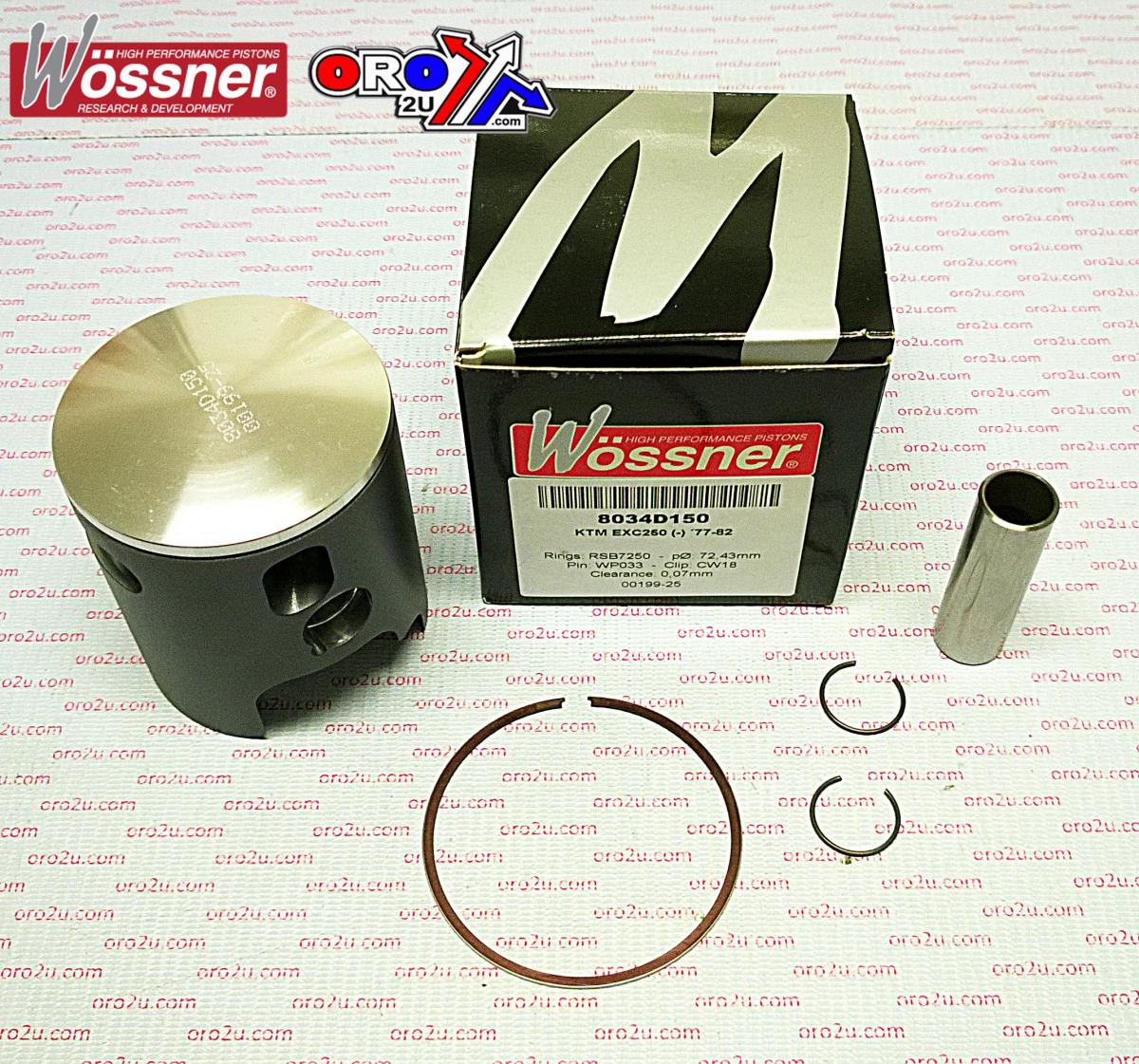 PISTON KIT 77-82 KTM250 73.00 WOSSNER FORGED 8034D200