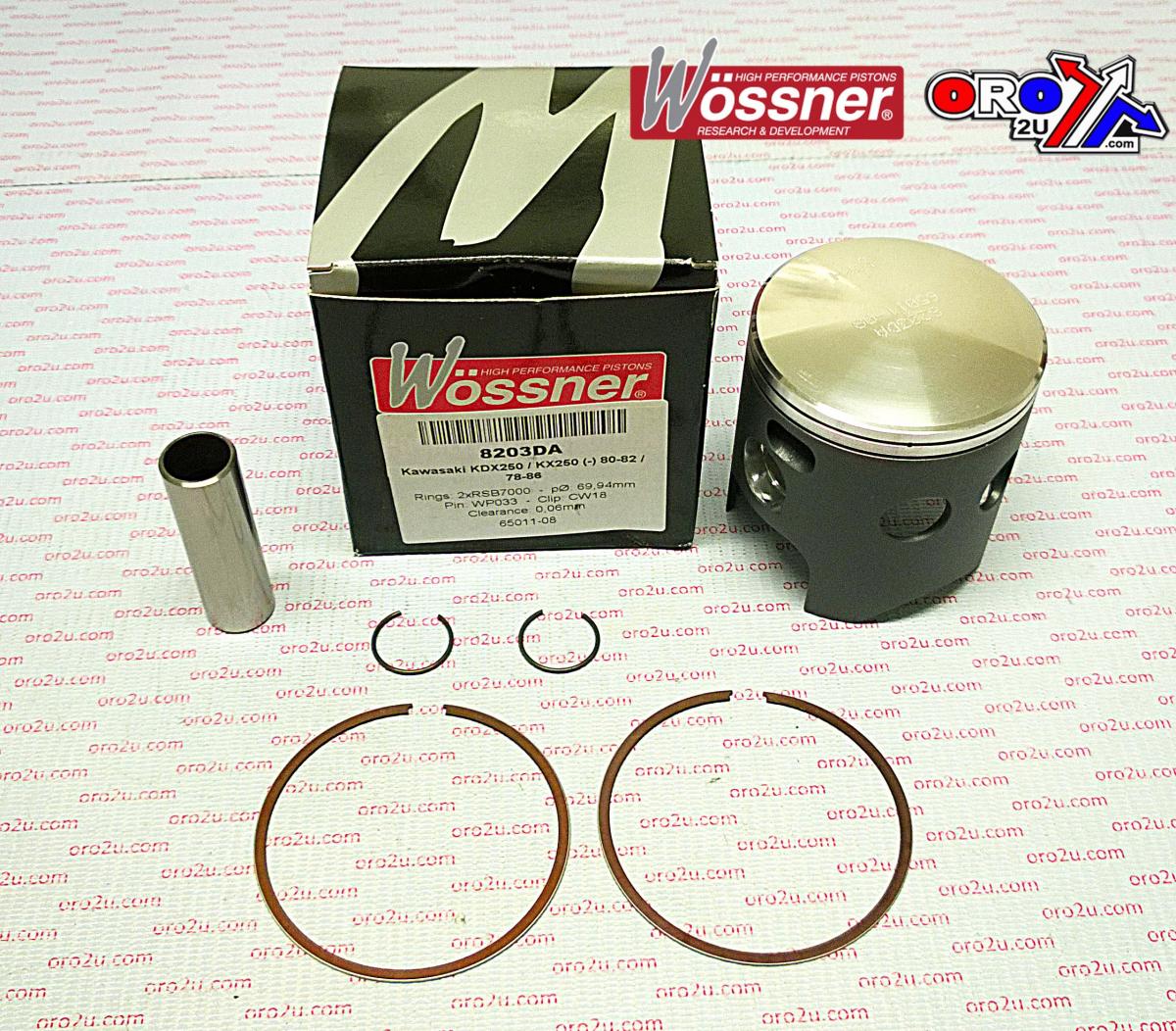 WOSSNER 72mm PISTON KIT A, KAWASAKI KDX250 80-84 , KX250 78-86, KXT250 84-87