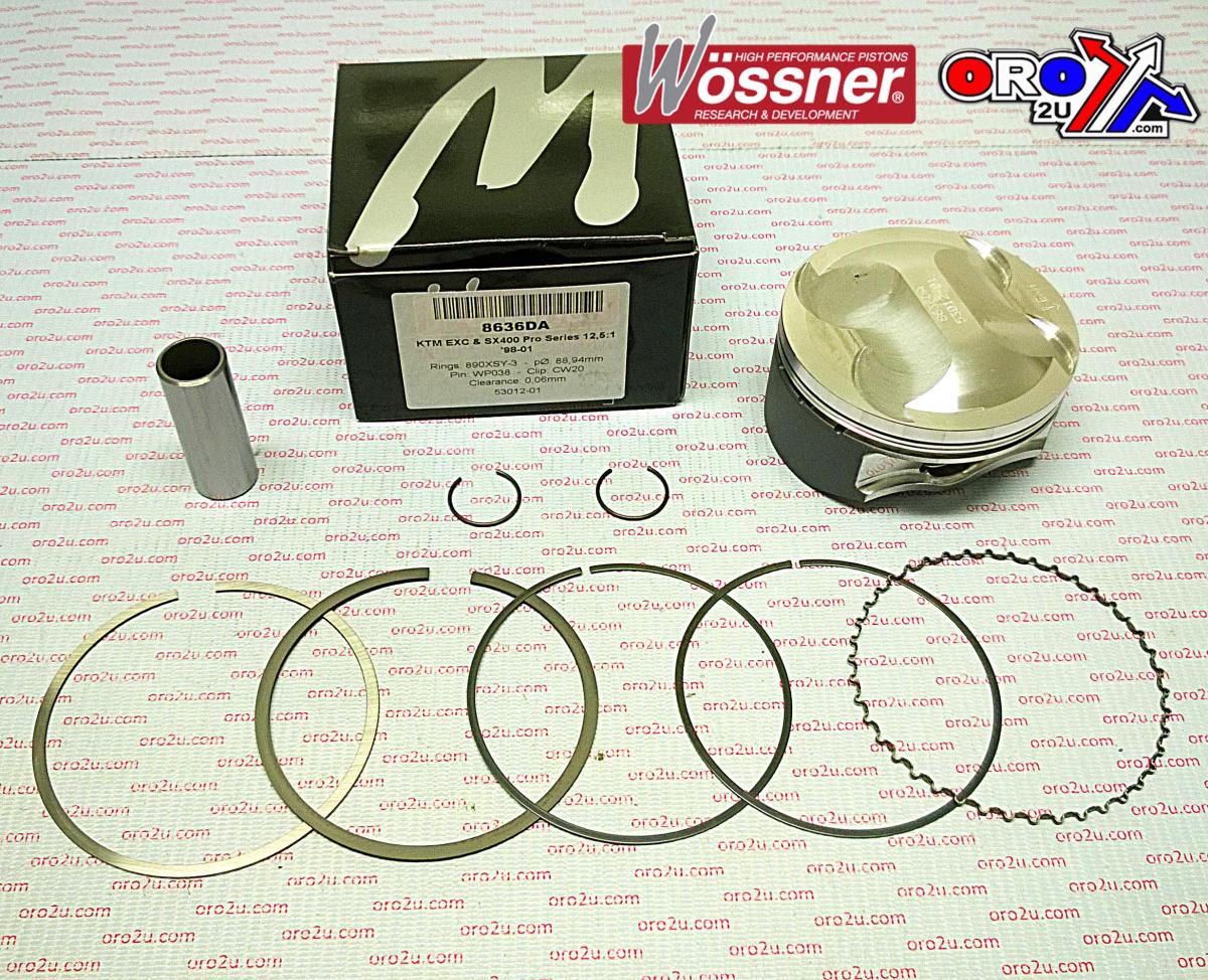 PISTON KIT 00-09 KTM 400 89.00 WOSSNER 8636DA EXC, SX, HC