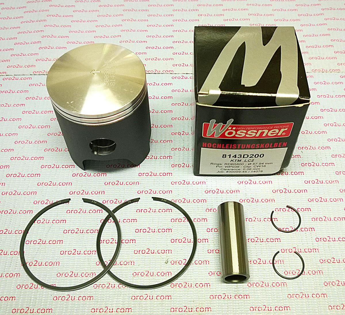 WOSSNER 58mm FORGED PISTON KIT KTM 125 LC2 1995-2000
