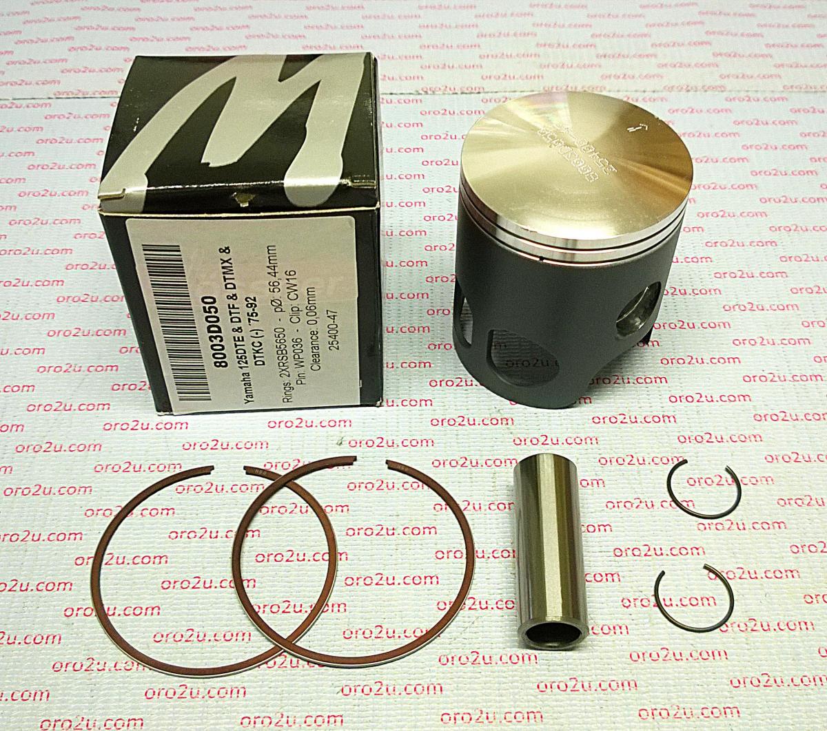WOSSNER 56.5mm PISTON KIT YAMAHA DT125MX/LC 75-92, RD125LC 85-92