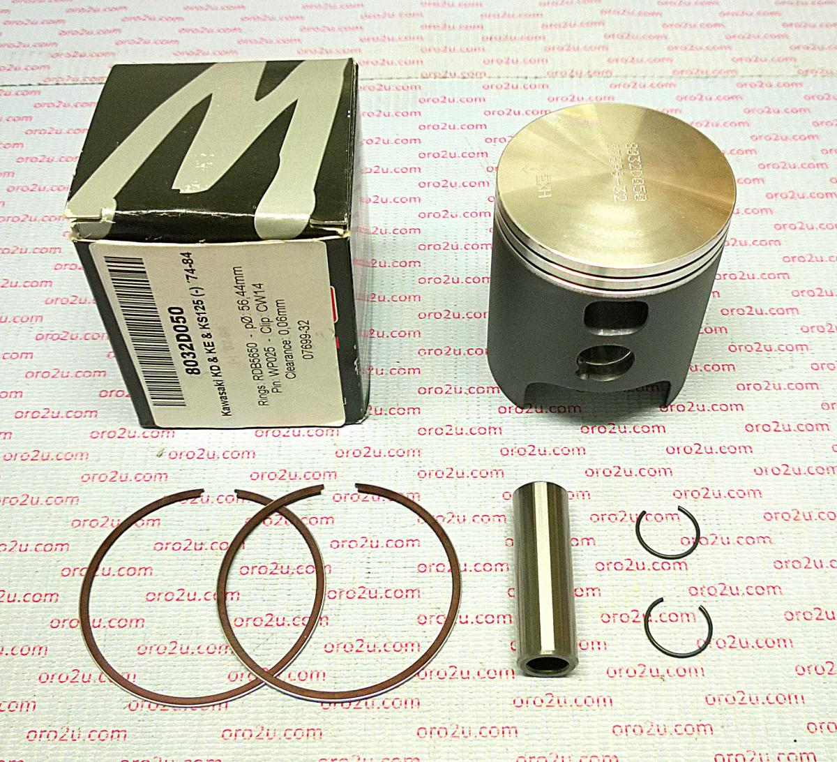 WOSSNER 57mm FORGED PISTON KIT KAWASAKI KD125 74-84, KE125 74-84, KS125 74-84