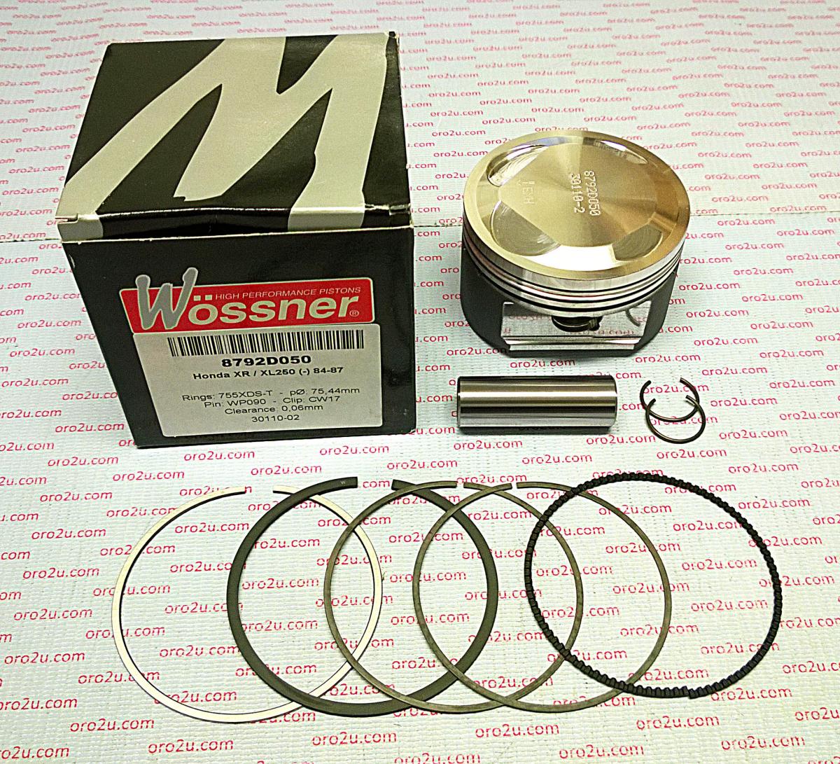 WOSSNER 75mm PISTON KIT HONDA XR250 1984-1985, XL250 1984-1987