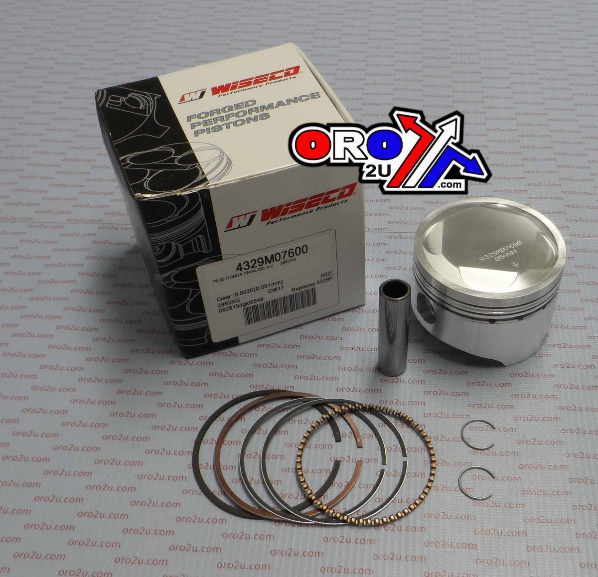 WISECO 76mm PISTON KIT HONDA XR250 1984-1985, XL250 1984-1987