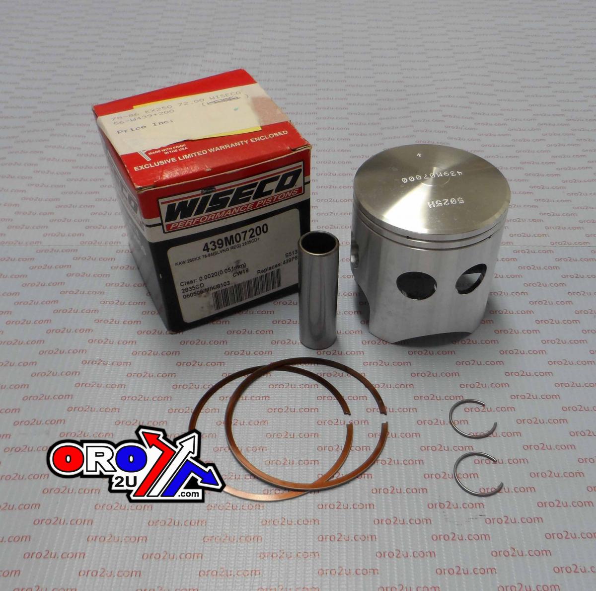 WISECO 72mm PISTON KIT KAWASAKI KX250 78-86, KDX250 80-84, KXT250 84-87
