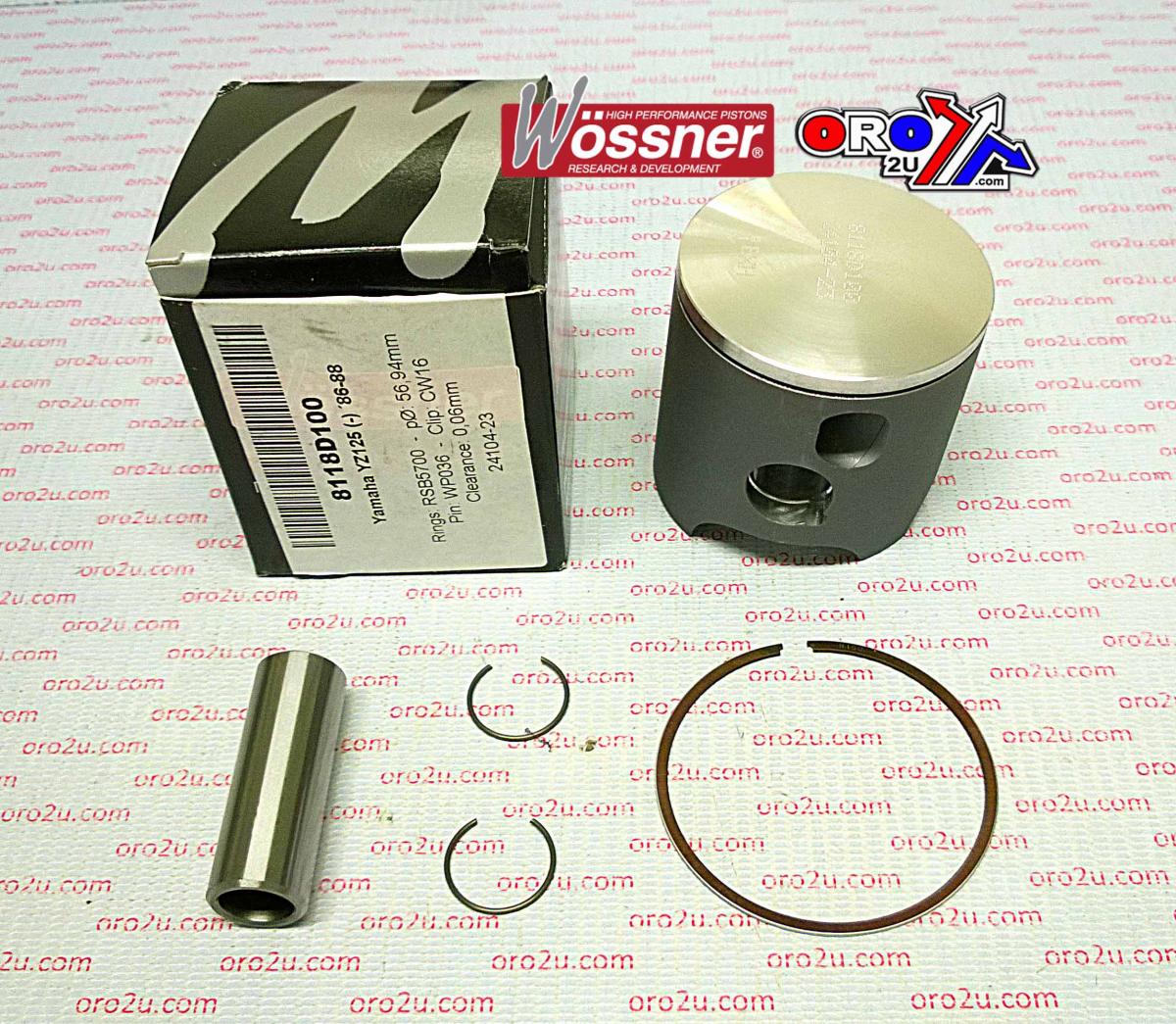 PISTON KIT 86-88 YZ125 56.00 WOSSNER 8118DA YAMAHA MX