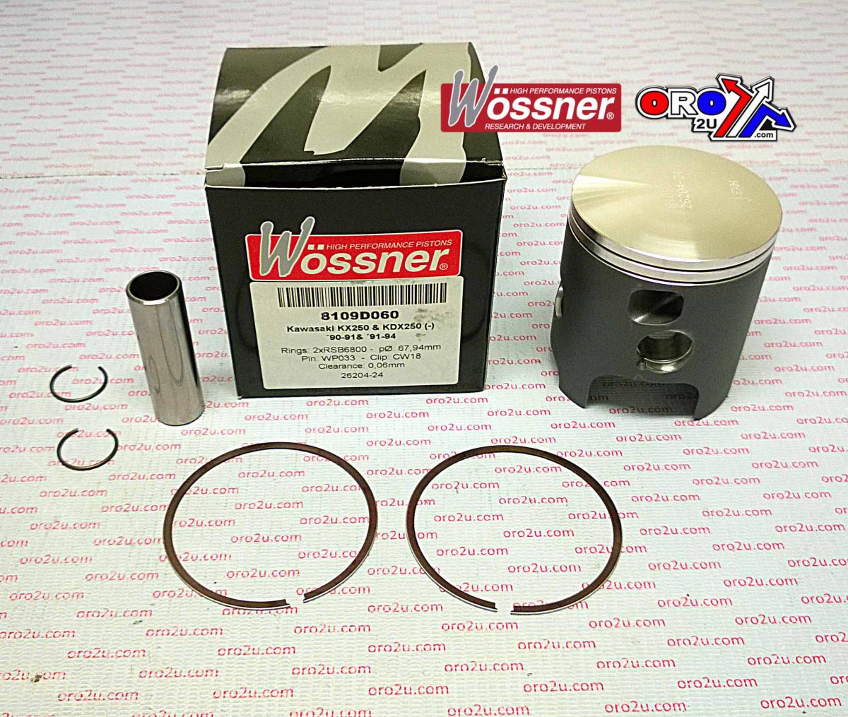 PISTON KIT 90-91 KX250 68.00 WOSSNER 8109D060 KAWASAKI MX