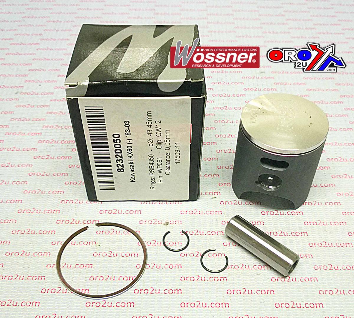 PISTON KIT 83-03 KX60 44.00 WOSSNER 8232D100 KAWASAKI MX