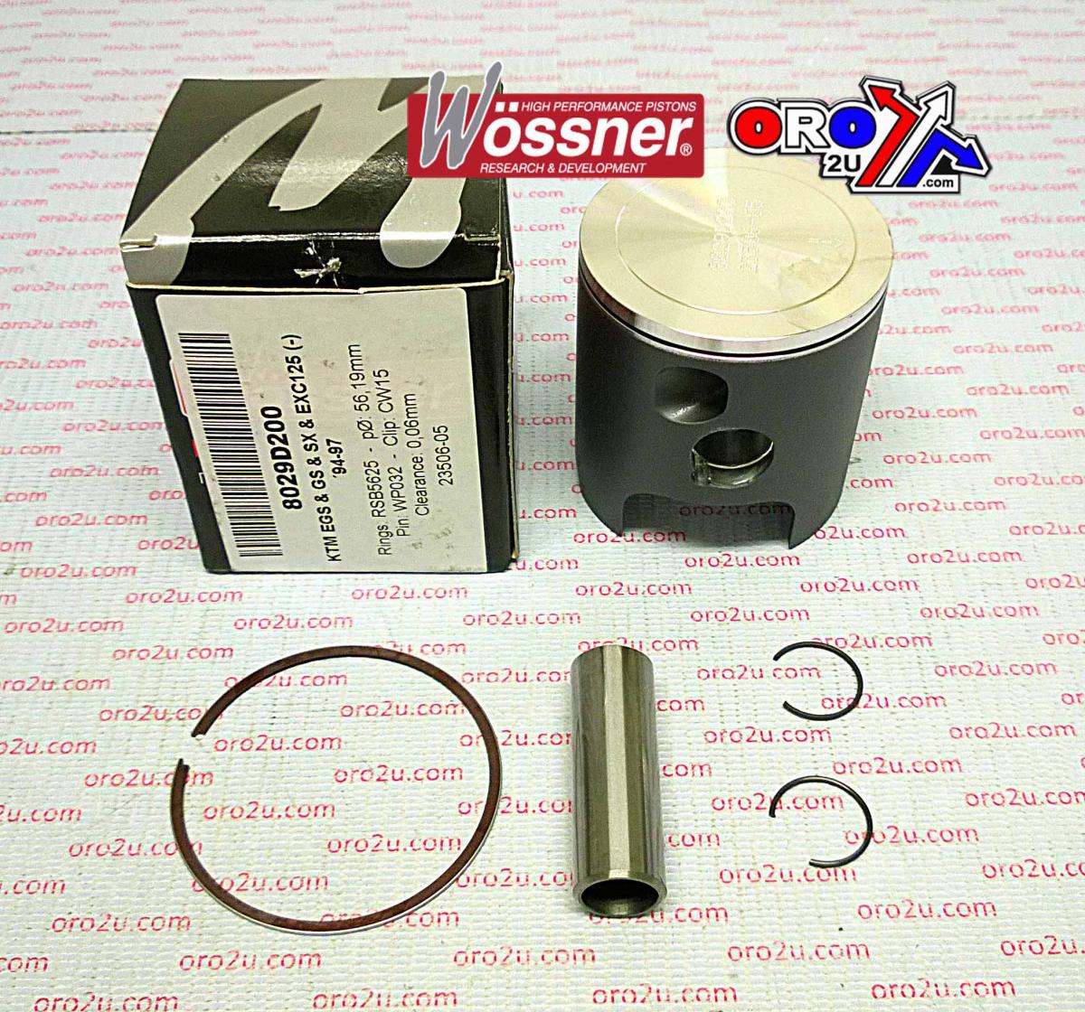 WOSSNER 54.75mm FORGED PISTON KIT A, KTM 125 1994-2000