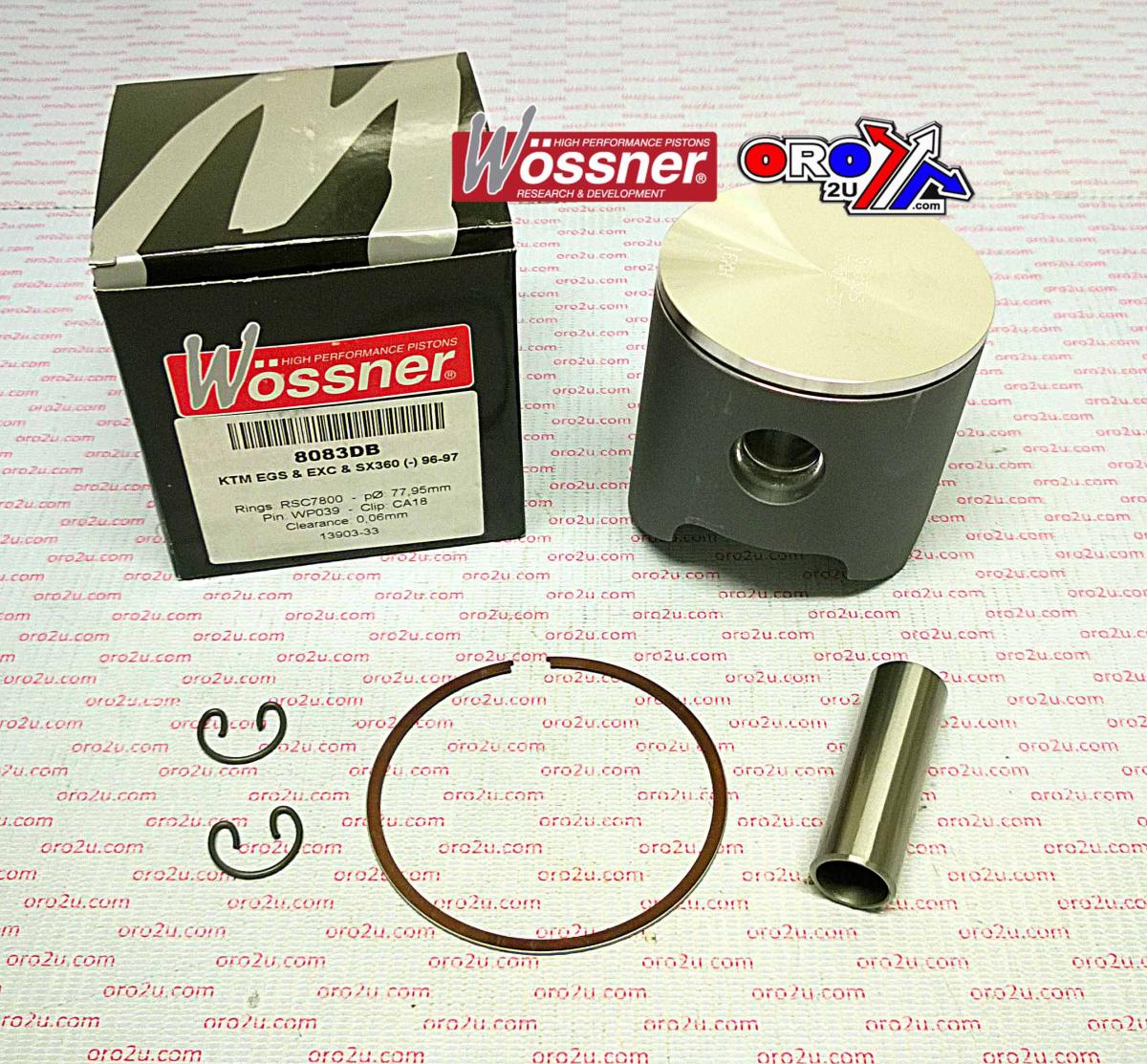 WOSSNER 78.5mm FORGED PISTON KIT KTM 360 1996-1997