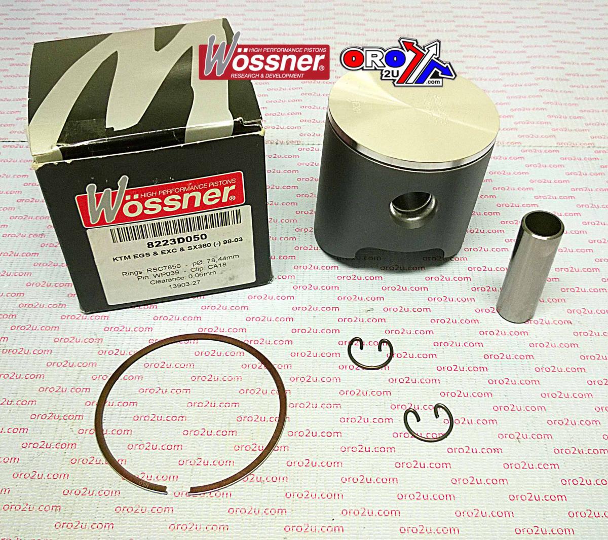 WOSSNER 78.5mm FORGED PISTON KIT KTM 380 1998-2002
