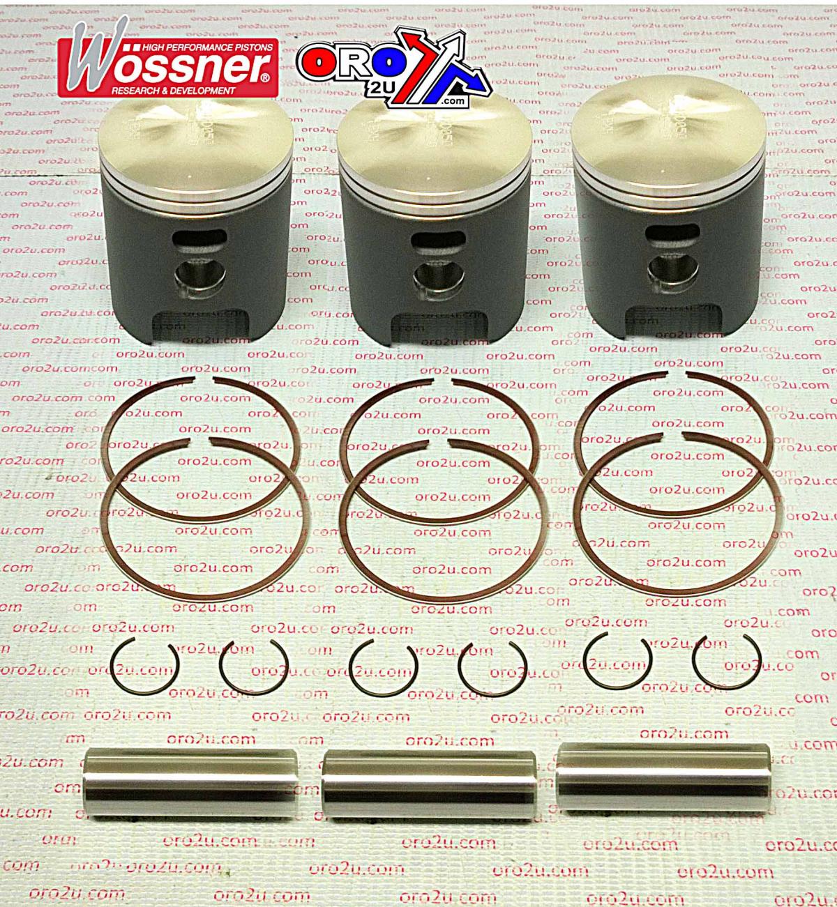 WOSSNER 61mm PISTON KIT KAWASAKI KH500, H1 TRIPLES, SET/3